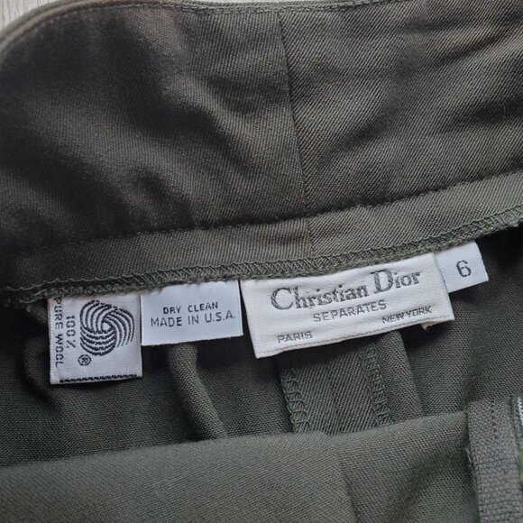 Christian Dior Separates Dark Green 100% Wool Midi Skirt Size 6 - Picture 3 of 9